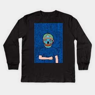 Unveil NFT Character - MaleMask Doodle Named Adam with Mexican Eyes on TeePublic Kids Long Sleeve T-Shirt